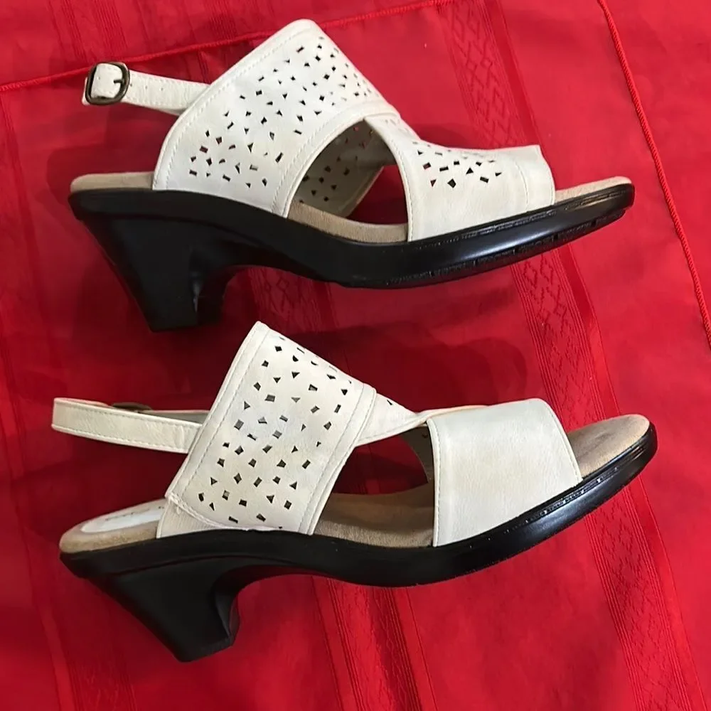 Easy Street White Wedge Sandals with Slingback Size 11